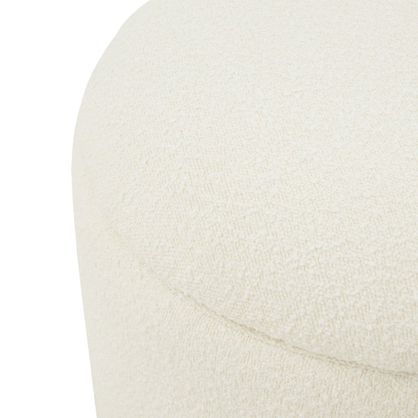 Safavieh MARIABELLA Boucle Ottoman - Modern Drum Design with Elegant Storage for Stylish Living Spaces Ivory SFV4793A