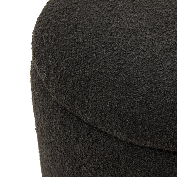 Safavieh MARIABELLA Boucle Ottoman - Modern Drum Design with Elegant Storage for Stylish Living Spaces Black SFV4793B