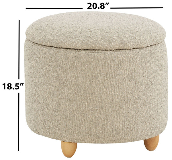 Safavieh Mariabella Boucle Storage Ottoman Oatmeal Wood / Fabric / Foam  SFV4793C