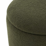 Safavieh Mariabella Faux Shearling  Storage Ottoman Olive Green / Natural SFV4793G