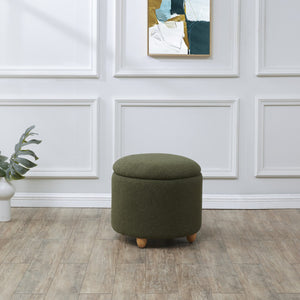 Safavieh Mariabella Faux Shearling  Storage Ottoman Olive Green / Natural SFV4793G