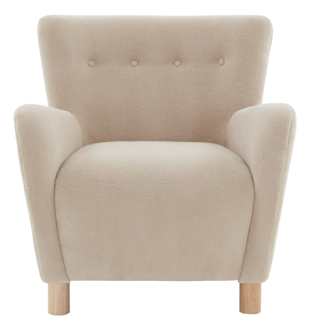 Safavieh CAREY Modern Accent Chair in Plush Faux Shearling - Cozy Tan Upholstery for Elegant Living Spaces SFV4794B