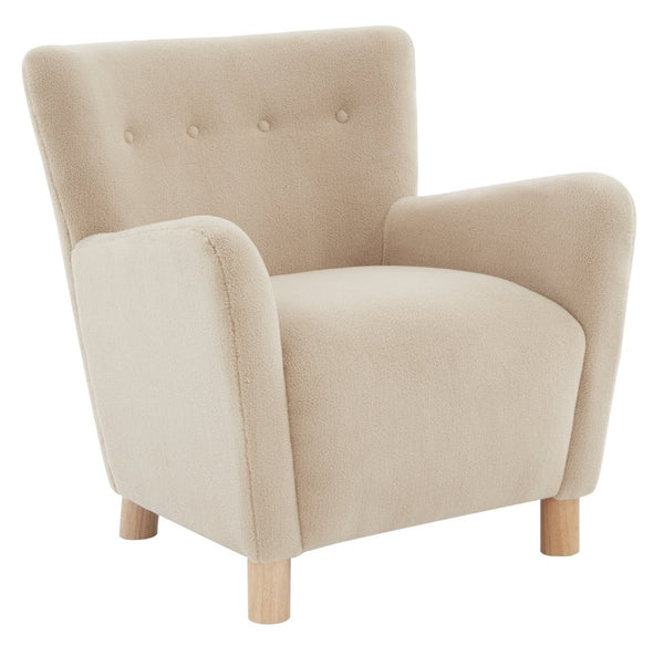 Safavieh CAREY Modern Accent Chair in Plush Faux Shearling - Cozy Tan Upholstery for Elegant Living Spaces SFV4794B