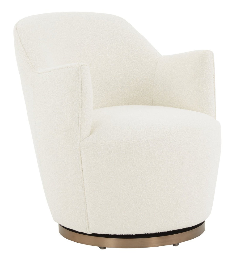 Safavieh CHRISTIAN Boucle Swivel Accent Chair in Ivory - Luxurious Comfort, 360° Rotation & Modern Style SFV4797A