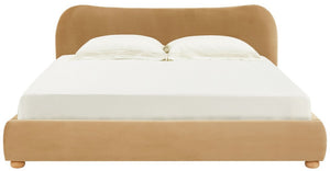 Safavieh Beccarose Velvet Queen Bed Light Brown / Walnut SFV4811D-Q-2BX