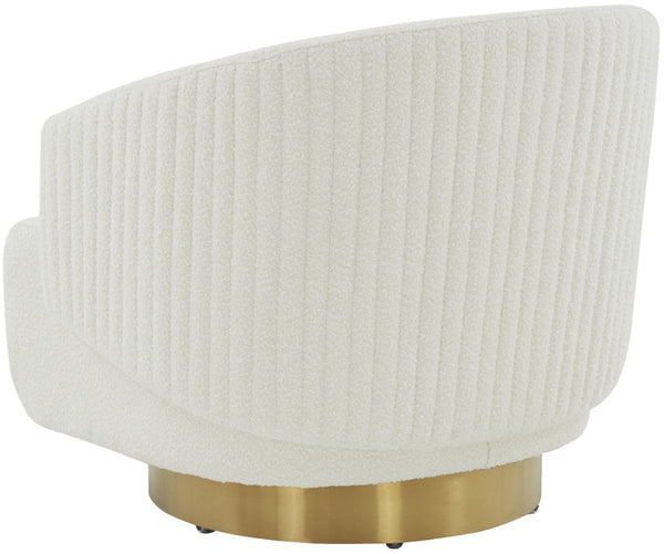 Safavieh POLLYANNE Plush Swivel Accent Chair - Ivory Boucle with Gold Base, Modern Glam for Living Spaces SFV4813A