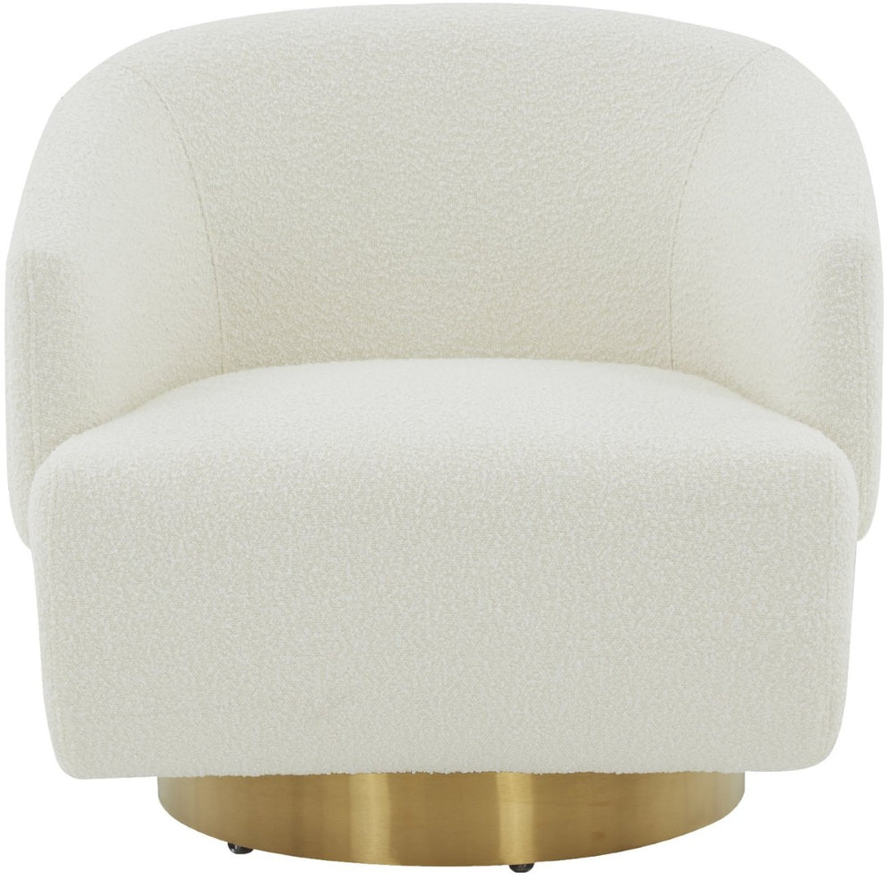 Safavieh POLLYANNE Plush Swivel Accent Chair - Ivory Boucle with Gold Base, Modern Glam for Living Spaces SFV4813A