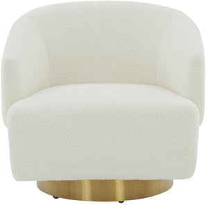 Safavieh POLLYANNE Plush Swivel Accent Chair - Ivory Boucle with Gold Base, Modern Glam for Living Spaces SFV4813A