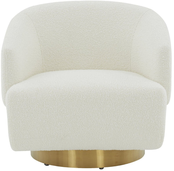 Safavieh POLLYANNE Plush Swivel Accent Chair - Ivory Boucle with Gold Base, Modern Glam for Living Spaces SFV4813A