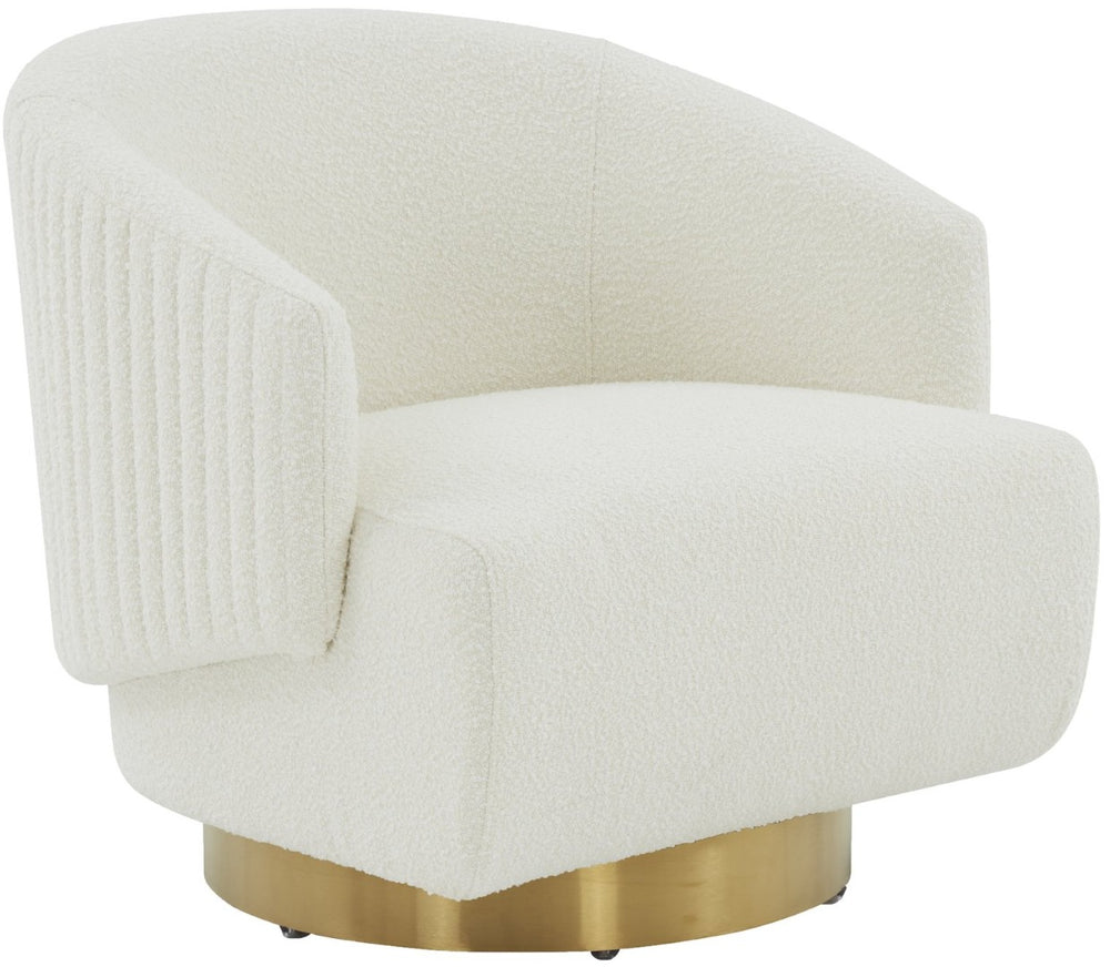 Safavieh POLLYANNE Plush Swivel Accent Chair - Ivory Boucle with Gold Base, Modern Glam for Living Spaces SFV4813A