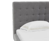 Safavieh Vivaldi Tufted Linen Queen Bed XII23 Grey / Black Wood / Fabric / Foam  SFV4814B-Q-2BX