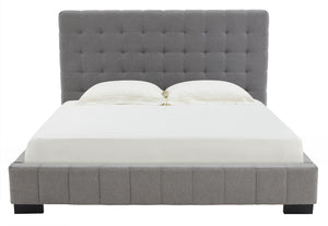 Safavieh Vivaldi Tufted Linen Queen Bed XII23 Grey / Black Wood / Fabric / Foam  SFV4814B-Q-2BX
