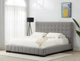 Safavieh Vivaldi Tufted Linen Queen Bed XII23 Grey / Black Wood / Fabric / Foam  SFV4814B-Q-2BX