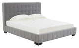 Safavieh Vivaldi Tufted Linen Queen Bed XII23 Grey / Black Wood / Fabric / Foam  SFV4814B-Q-2BX