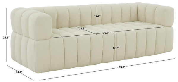 Safavieh Calyna Channel Tufted Boucle Sofa XII23 Cream Wood / Fabric / Foam SFV4821A