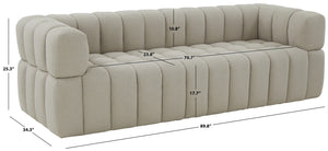 Safavieh Calyna Channel Tufted Boucle Sofa XII23 Light Grey Wood / Fabric / Foam SFV4821B