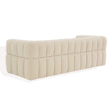 Safavieh Calyna Channel Tufted Velvet Sofa Cream SFV4821C