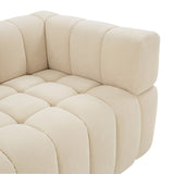 Safavieh Calyna Channel Tufted Velvet Sofa Cream SFV4821C