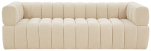 Safavieh Calyna Channel Tufted Velvet Sofa Cream SFV4821C