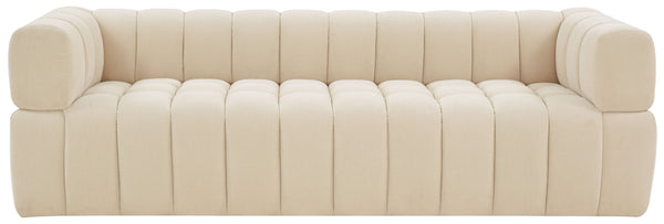 Safavieh Calyna Channel Tufted Velvet Sofa Cream SFV4821C