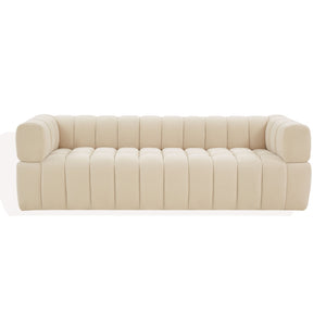 Safavieh Calyna Channel Tufted Velvet Sofa Cream SFV4821C