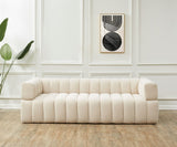 Safavieh Calyna Channel Tufted Velvet Sofa Cream SFV4821C