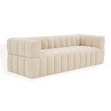 Safavieh Calyna Channel Tufted Velvet Sofa Cream SFV4821C