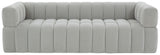 Safavieh Calyna Channel Tufted Velvet Sofa Light Grey SFV4821D