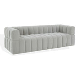 Safavieh Calyna Channel Tufted Velvet Sofa Light Grey SFV4821D