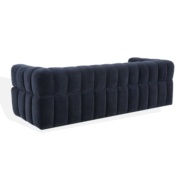 Safavieh Calyna Channel Tufted Velvet Sofa Navy SFV4821E
