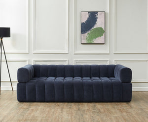 Safavieh Calyna Channel Tufted Velvet Sofa Navy SFV4821E