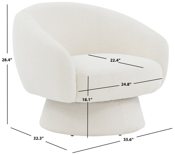 Safavieh Petryna Boucle Swivel Accent Chair Ivory Wood / Fabric / Foam SFV4822A