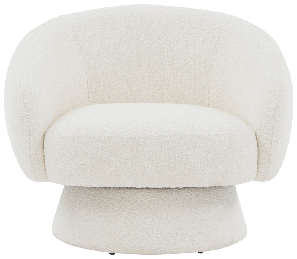 Safavieh Petryna Boucle Swivel Accent Chair Ivory Wood / Fabric / Foam SFV4822A