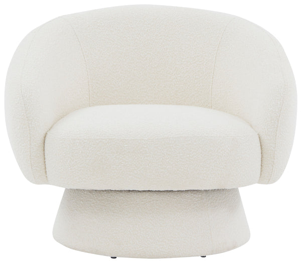Safavieh Petryna Boucle Swivel Accent Chair Ivory Wood / Fabric / Foam SFV4822A