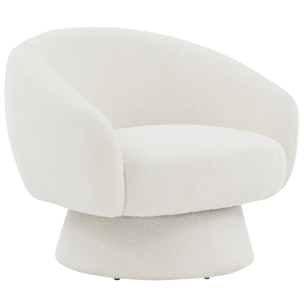 Safavieh Petryna Boucle Swivel Accent Chair Ivory Wood / Fabric / Foam SFV4822A