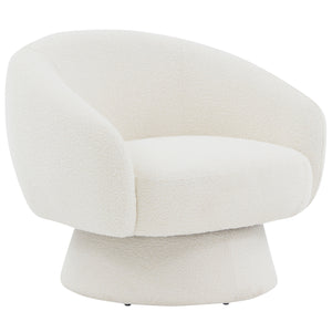 Safavieh Petryna Boucle Swivel Accent Chair Ivory Wood / Fabric / Foam SFV4822A