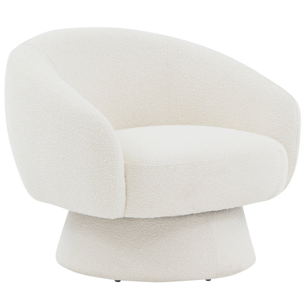Safavieh Petryna Boucle Swivel Accent Chair Ivory Wood / Fabric / Foam SFV4822A