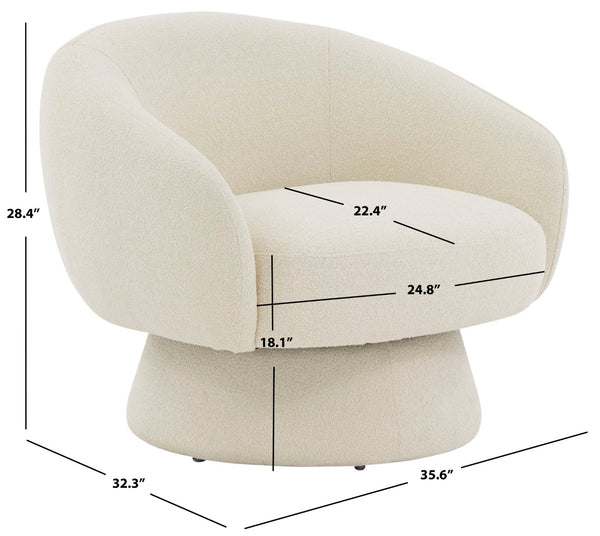 Safavieh Petryna Boucle Swivel Accent Chair Cream Wood / Fabric / Foam SFV4822B