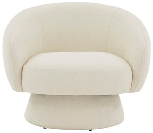 Safavieh Petryna Boucle Swivel Accent Chair Cream Wood / Fabric / Foam SFV4822B