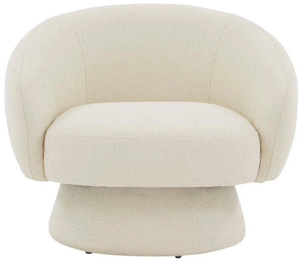 Safavieh Petryna Boucle Swivel Accent Chair Cream Wood / Fabric / Foam SFV4822B