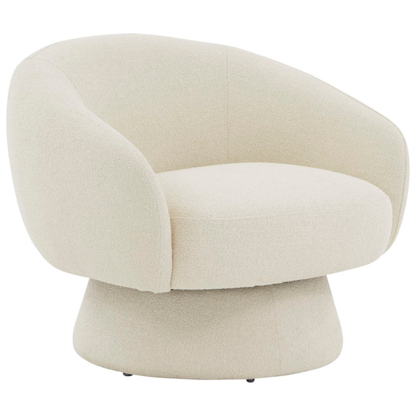 Safavieh Petryna Boucle Swivel Accent Chair Cream Wood / Fabric / Foam SFV4822B