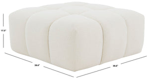 Safavieh Petryna Boucle Tufted Ottoman Ivory Wood / Fabric / Foam SFV4823A