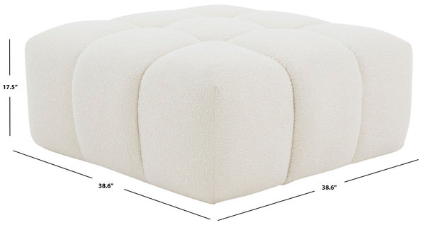 Safavieh Petryna Boucle Tufted Ottoman Ivory Wood / Fabric / Foam SFV4823A