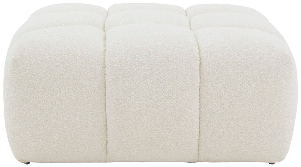Safavieh Petryna Boucle Tufted Ottoman Ivory Wood / Fabric / Foam SFV4823A