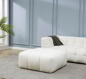 Safavieh Petryna Boucle Tufted Ottoman Ivory Wood / Fabric / Foam SFV4823A