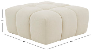Safavieh Petryna Boucle Tufted Ottoman Cream Wood / Fabric / Foam SFV4823B