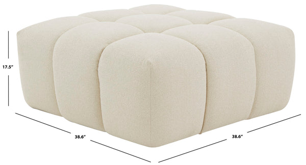 Safavieh Petryna Boucle Tufted Ottoman Cream Wood / Fabric / Foam SFV4823B