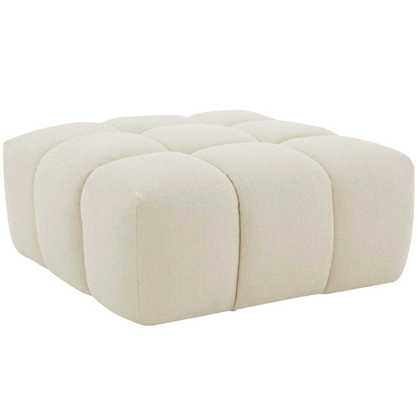 Safavieh Petryna Boucle Tufted Ottoman Cream Wood / Fabric / Foam SFV4823B