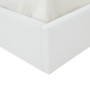 Safavieh Rosita Low Profile Tufted Queen Bed XII23 Ivory Wood / Fabric / Foam SFV4826A-Q-2BX
