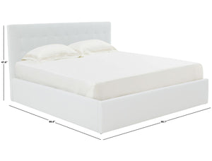 Safavieh Rosita Low Profile Tufted Queen Bed XII23 Ivory Wood / Fabric / Foam SFV4826A-Q-2BX